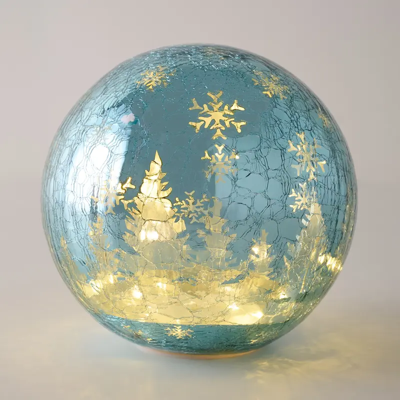 Last day of clearance!!💝Buy 2 Get 2 Free✨8" Illuminated Crackle Glass Sphere with Hidden Scene by Kim Gravel