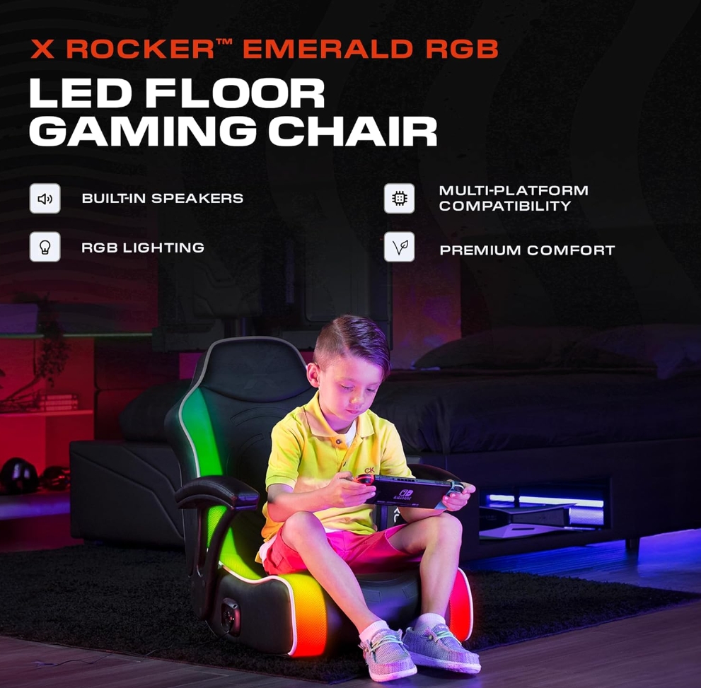Black Friday in July Sale💝Buy 1 Get 1 Free✨X Rocker Chimera LED Gaming Rocker Chair with 2.0 Wired Audio