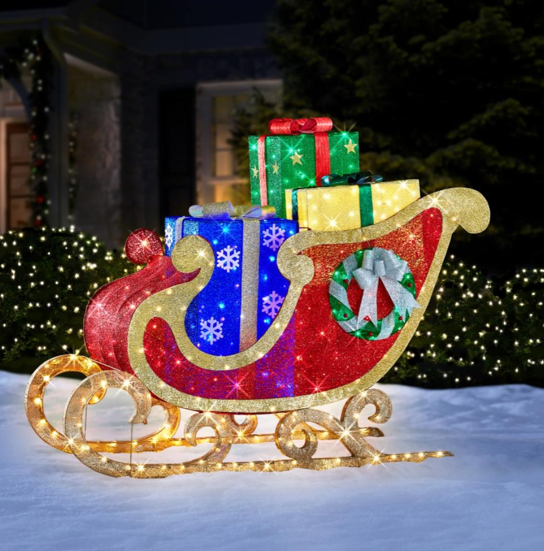 Christmas Clearance in July💝Buy 2 Get 2 Free💥8' Christmas Spirit Twinkling Sleigh