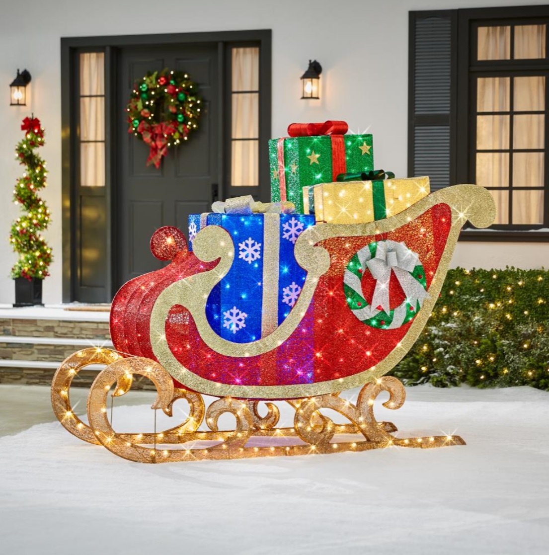 Christmas Clearance in July💝Buy 2 Get 2 Free💥8' Christmas Spirit Twinkling Sleigh
