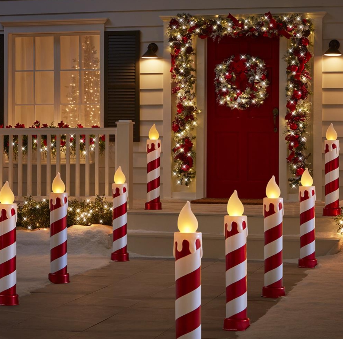 Christmas Clearance in July💝Buy 2 Get 2 Free💥3' Flickering Candy Cane Candles