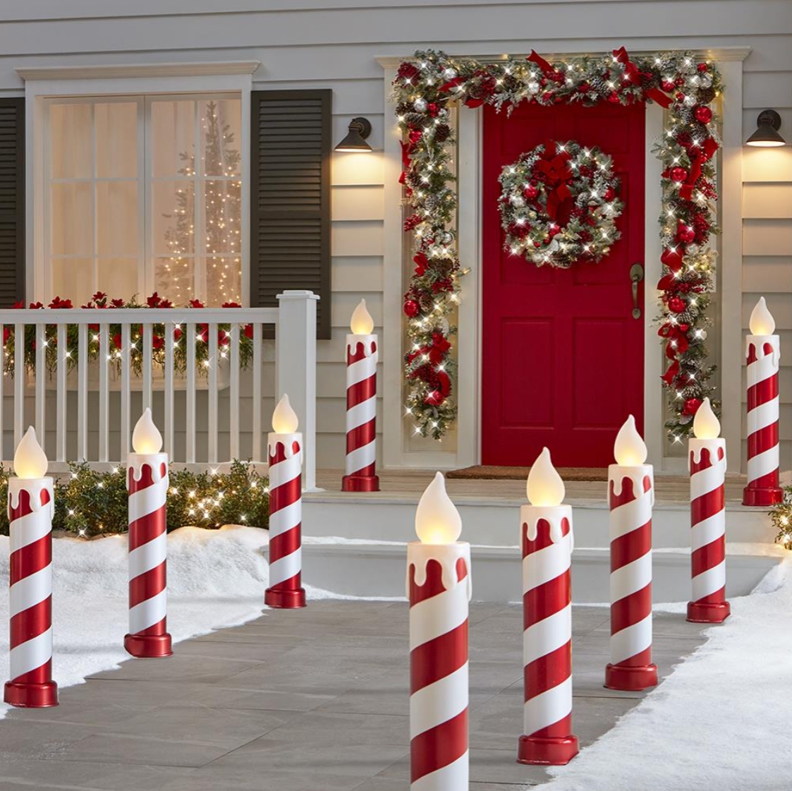 Christmas Clearance in July💝Buy 2 Get 2 Free💥3' Flickering Candy Cane Candles
