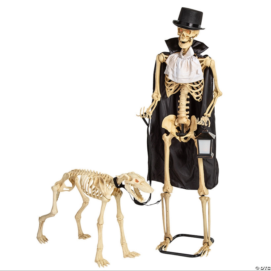 Soon to be sold out!!💝Last Day For Factory Outlet Shop💥36 1/2" x 62 1/4" Animated Skeleton & Dog Halloween Decorations