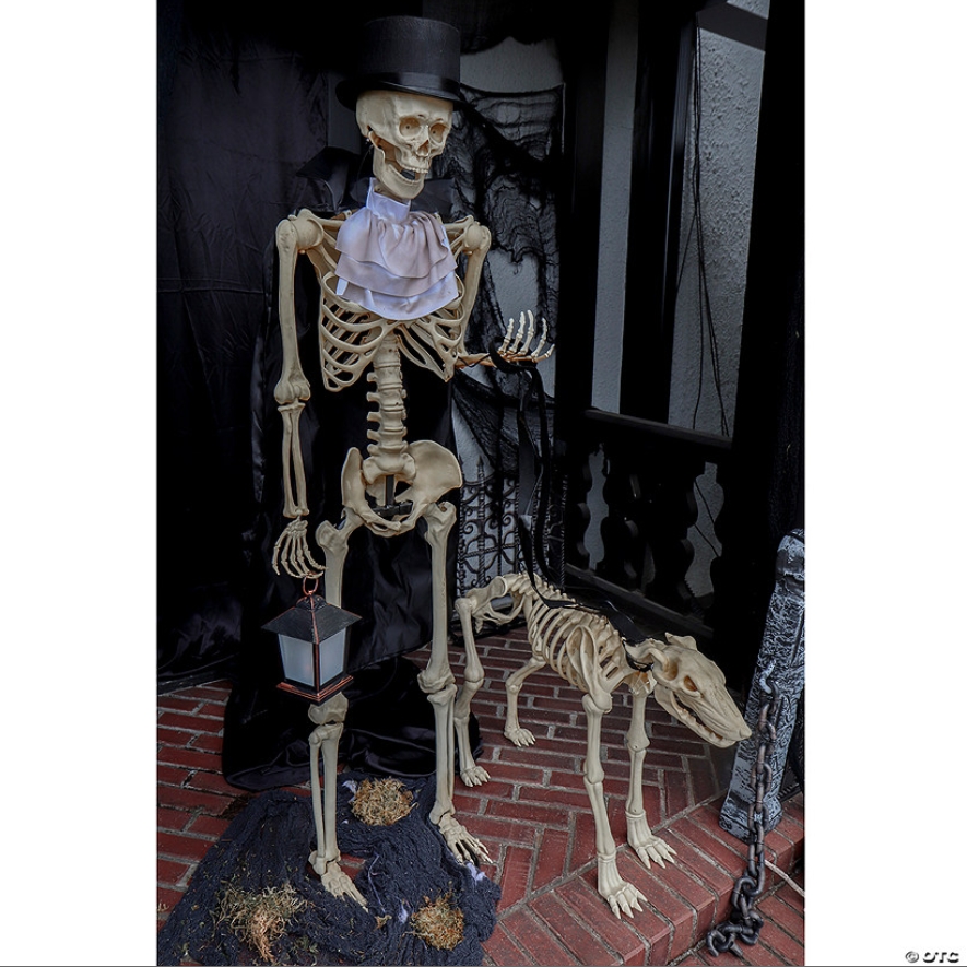 Soon to be sold out!!💝Last Day For Factory Outlet Shop💥36 1/2" x 62 1/4" Animated Skeleton & Dog Halloween Decorations
