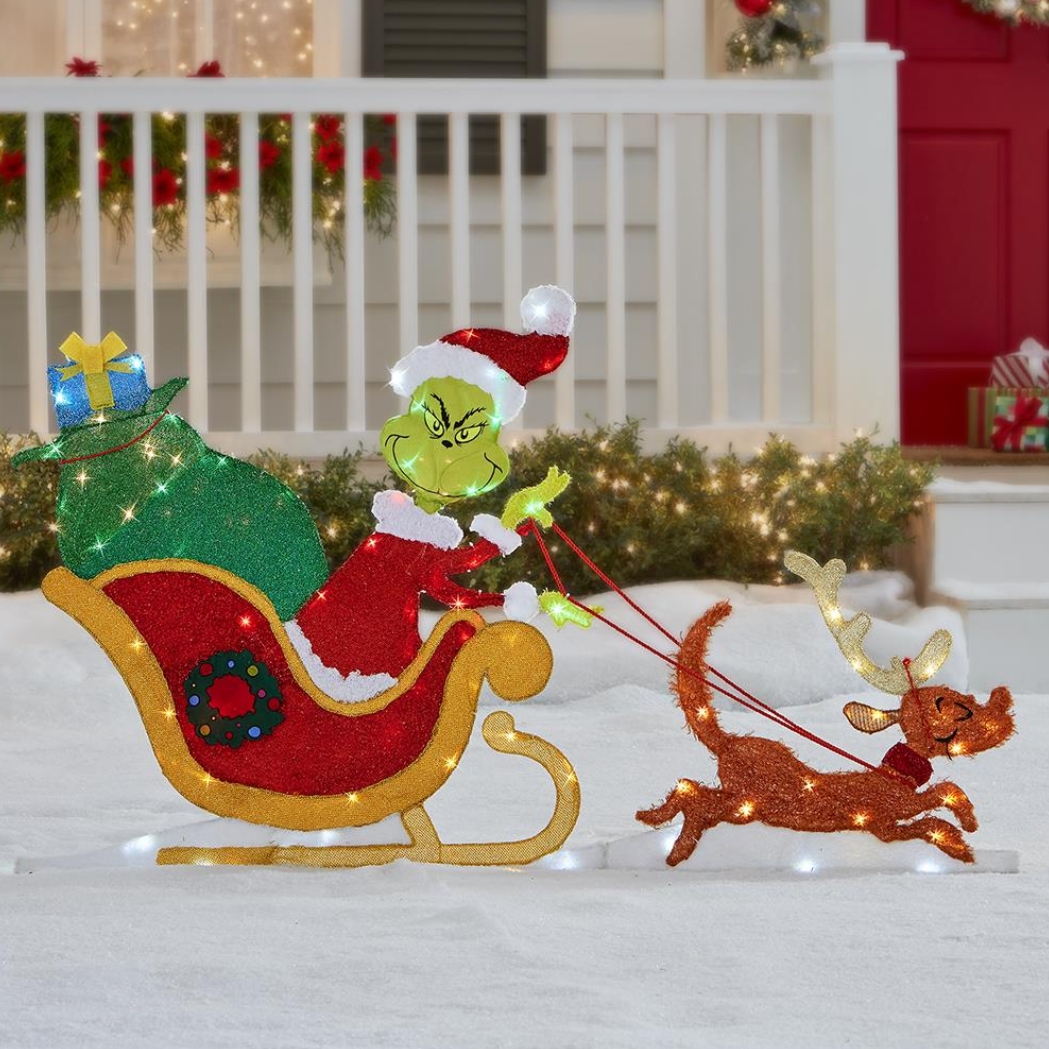 Christmas Clearance 💥 Illuminated Grinch Sleigh