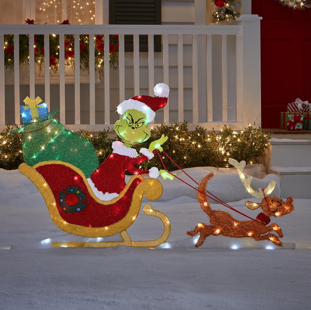 Christmas Clearance 💥 Illuminated Grinch Sleigh