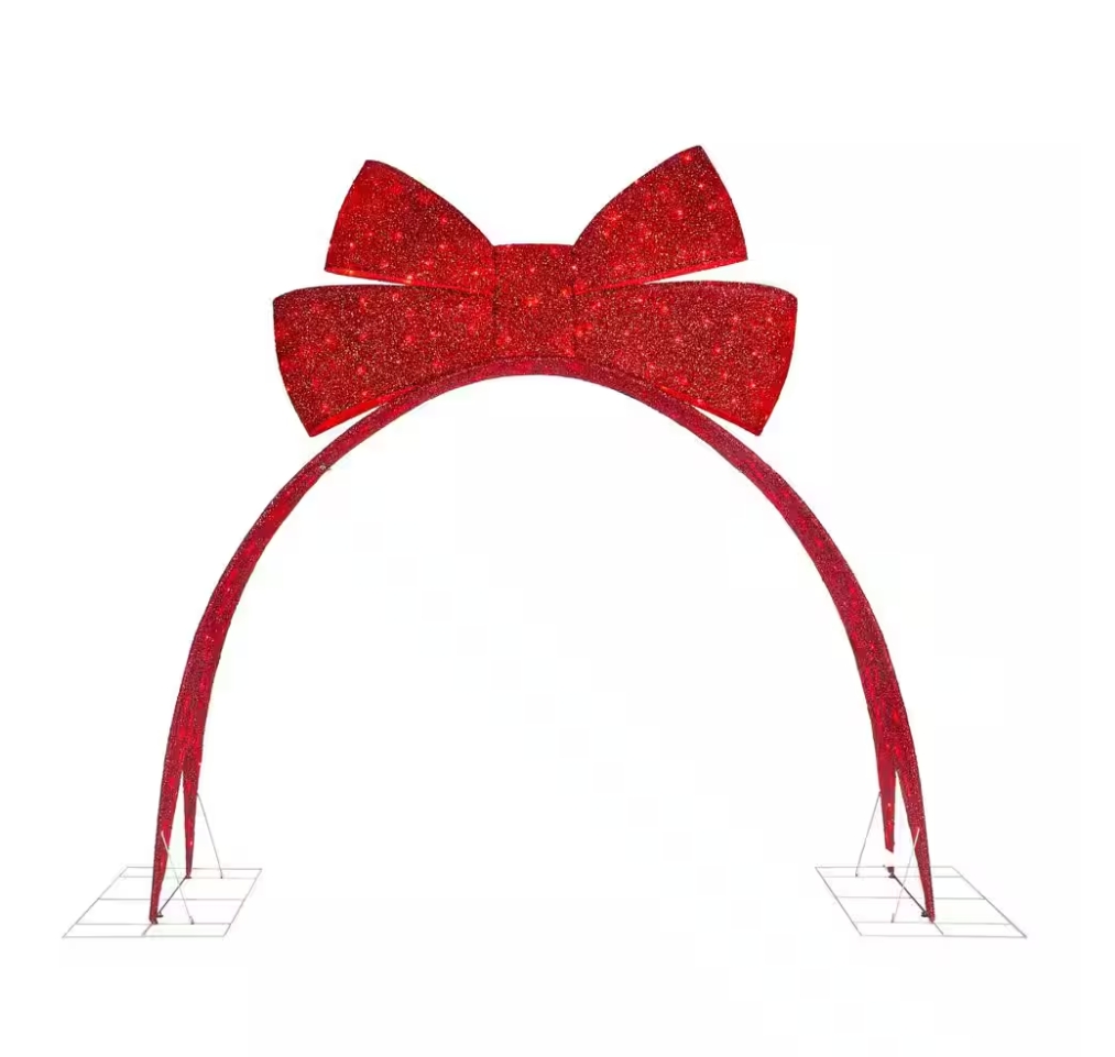 Christmas Clearance 💥9.5 ft. Icicle Shimmer Giant-Sized Twinkling LED Red Bow Archway Holiday Yard Decoration