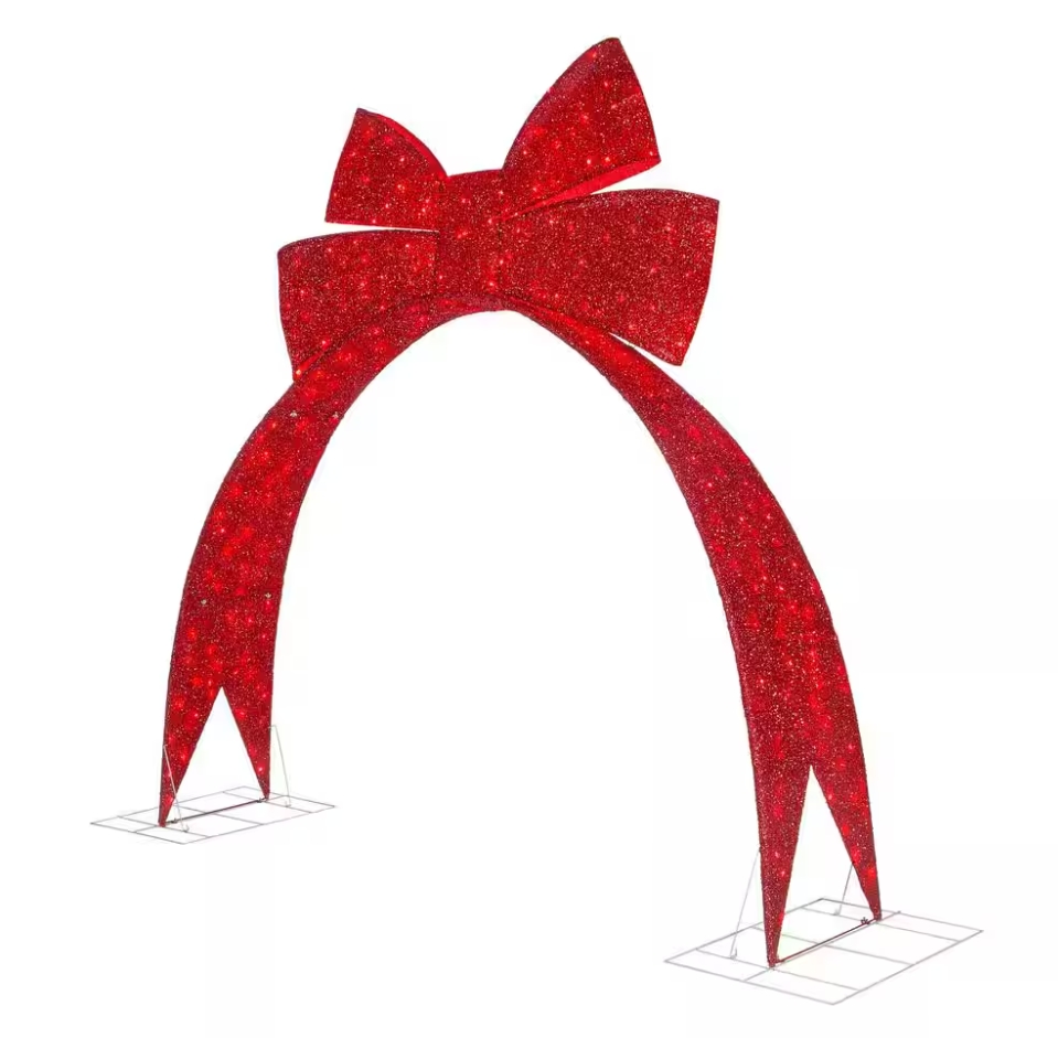 Christmas Clearance 💥9.5 ft. Icicle Shimmer Giant-Sized Twinkling LED Red Bow Archway Holiday Yard Decoration