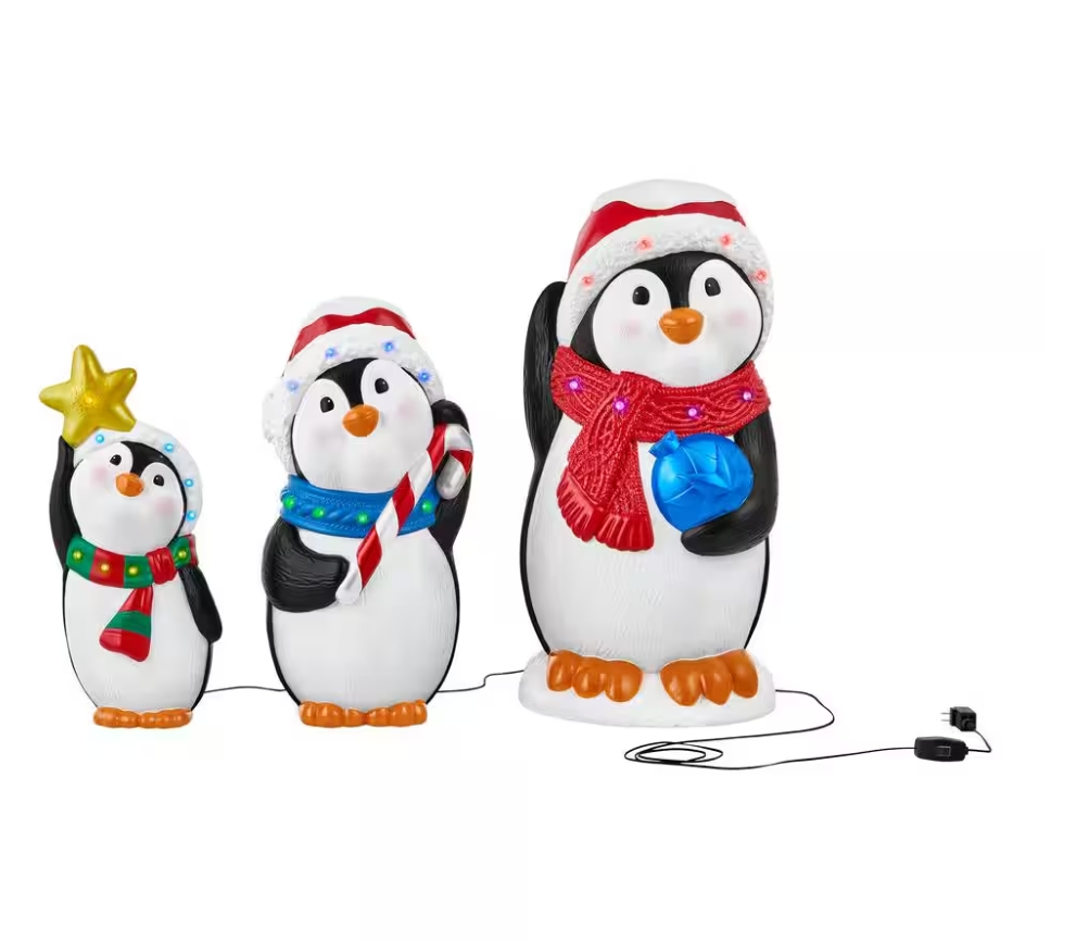 Christmas Clearance 💥8 ft. Giant -Sized LED Stacked Penguins Holiday Yard Decoration