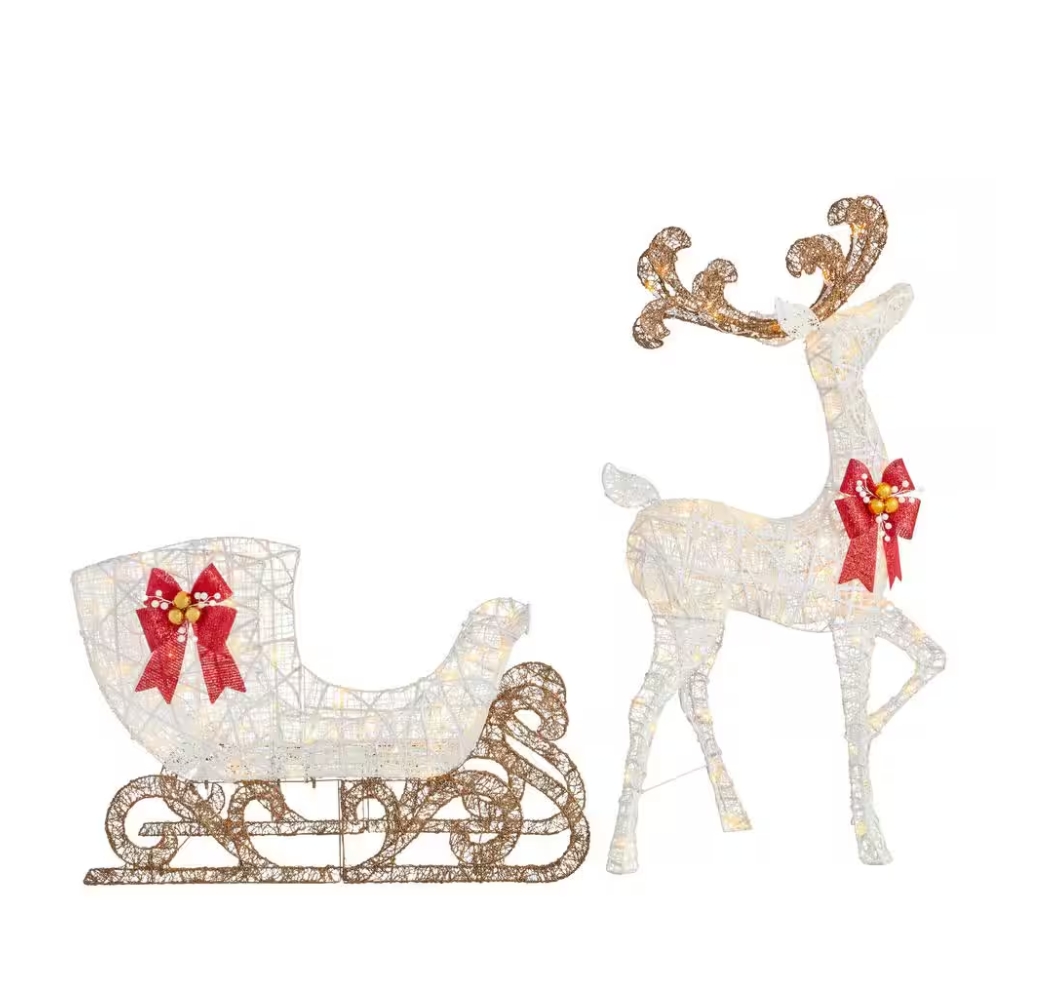 Christmas Clearance 💥5 ft. Polar Wishes LED Reindeer with Sleigh Holiday Yard Decoration