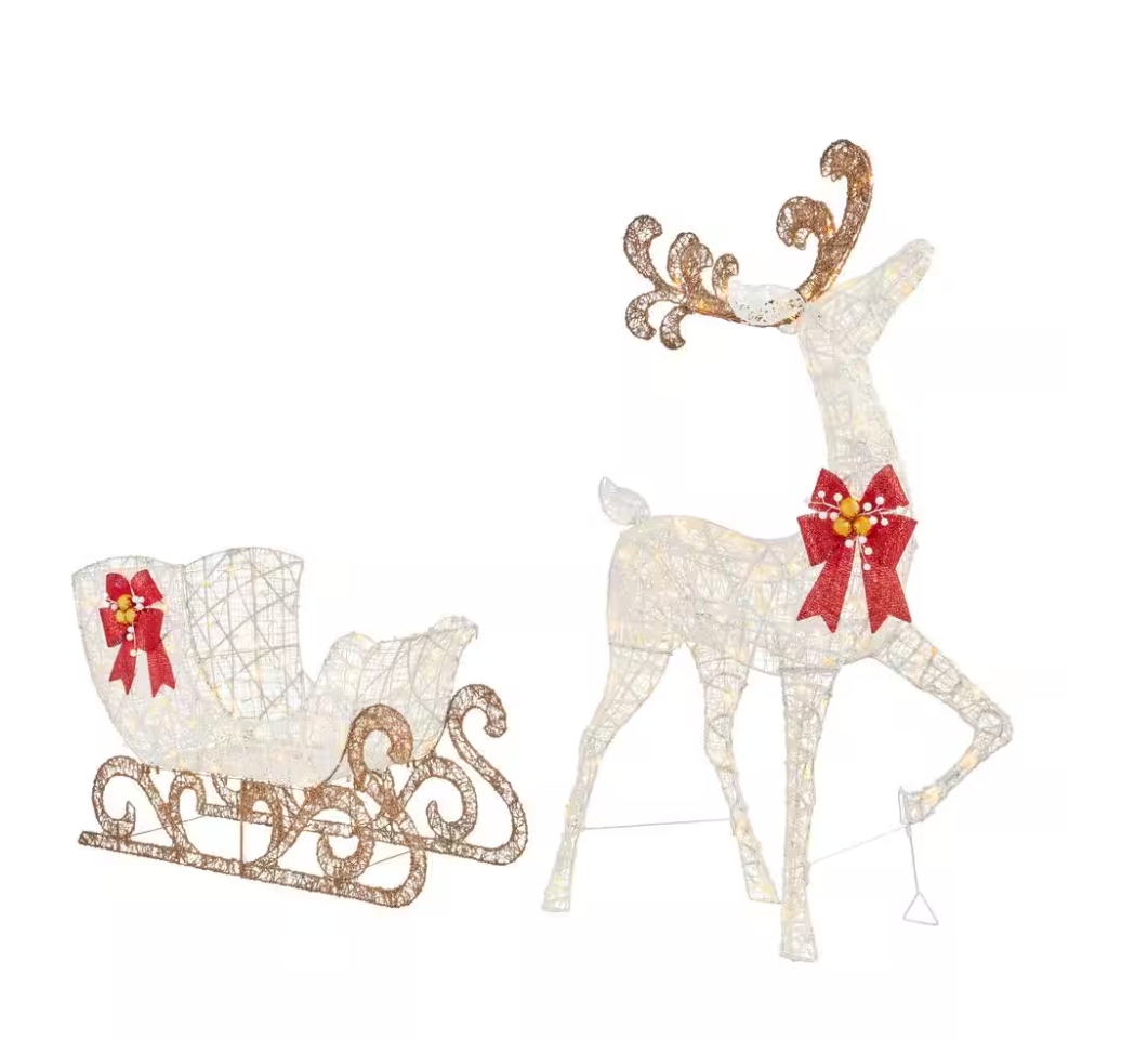 Christmas Clearance 💥5 ft. Polar Wishes LED Reindeer with Sleigh Holiday Yard Decoration