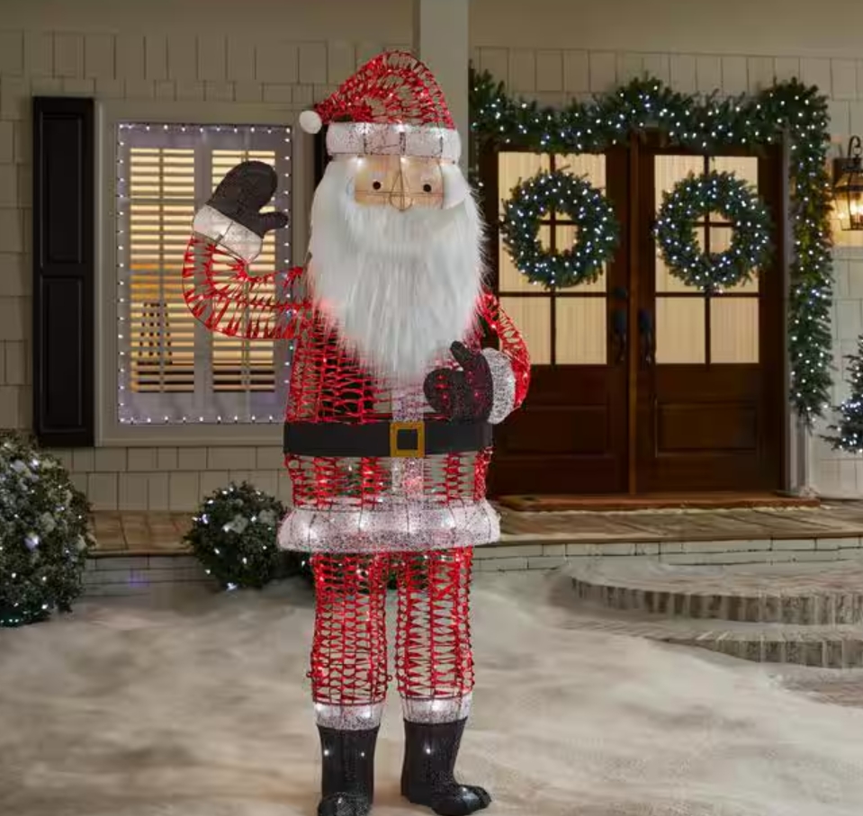Christmas Clearance 💥6 ft. Iridescent Twist LED Sparkle Santa Holiday Yard Decoration
