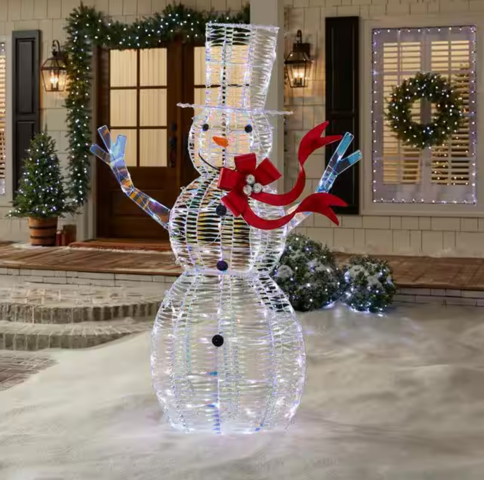 Christmas Clearance 💥6 ft. Iridescent Twist LED Iridescent Snowman Holiday Yard Decoration