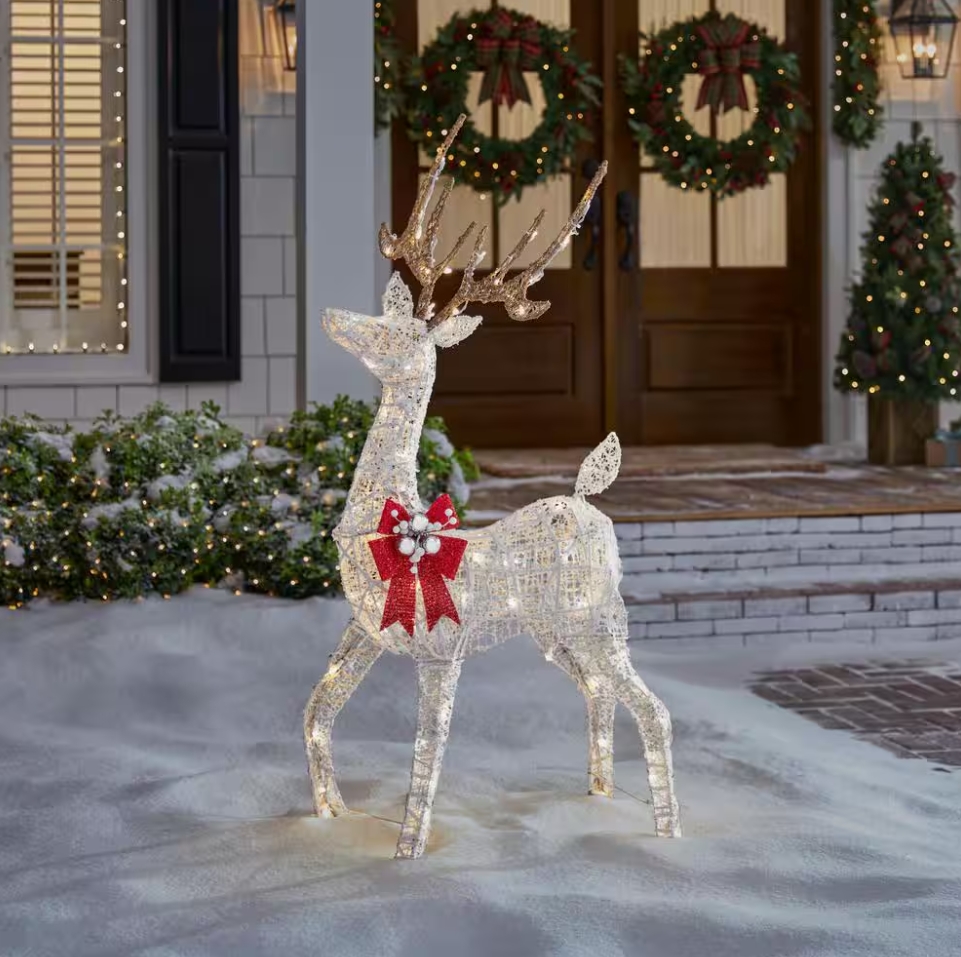 Christmas Clearance 💥4.5 ft. Polar Wishes LED Deer with Bow Holiday Yard Decoration