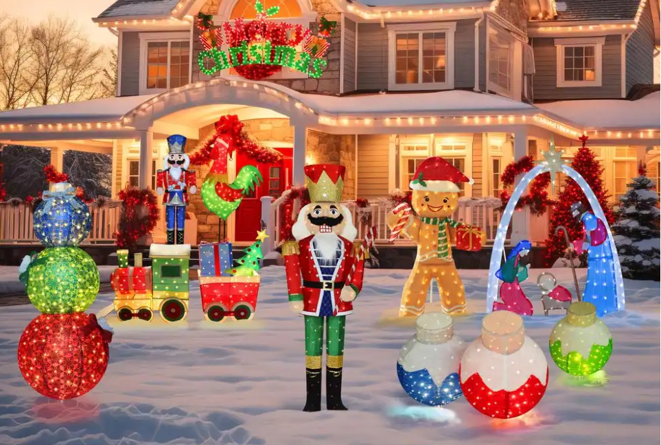 Christmas Clearance 💥5 ft. 3D Nutcracker Outdoor Christmas Holiday Yard Decoration Warm White Light