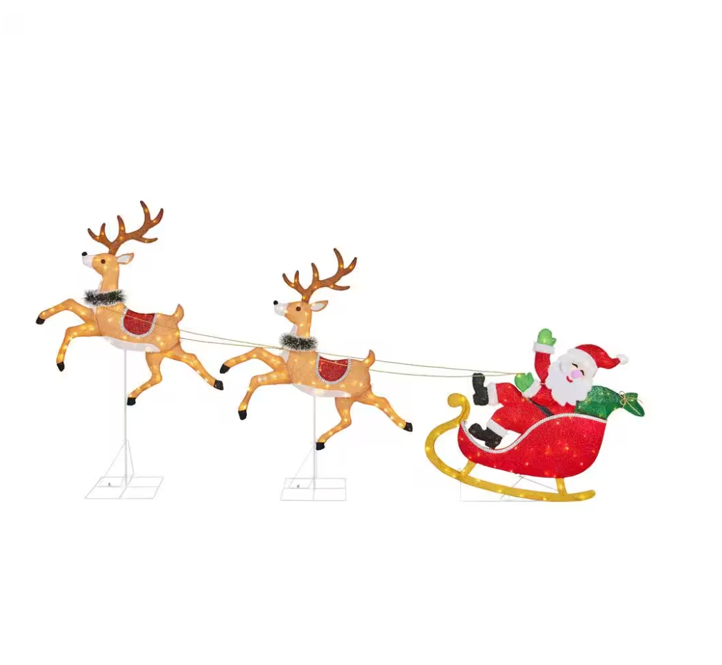 Christmas Clearance 💥6 ft. Yuletide Lane LED Santa Sleigh with Reindeer Holiday Yard Decoration