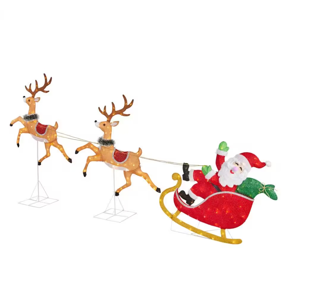 Christmas Clearance 💥6 ft. Yuletide Lane LED Santa Sleigh with Reindeer Holiday Yard Decoration