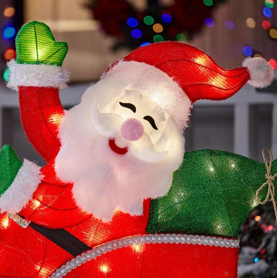 Christmas Clearance 💥6 ft. Yuletide Lane LED Santa Sleigh with Reindeer Holiday Yard Decoration