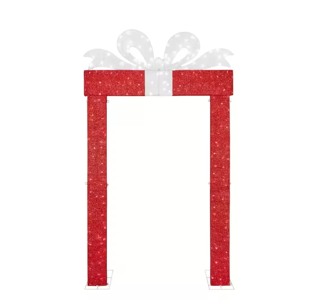 Christmas Clearance 💥8.5 ft. Icicle Shimmer Giant-Sized LED Present Archway Holiday Yard Decoration