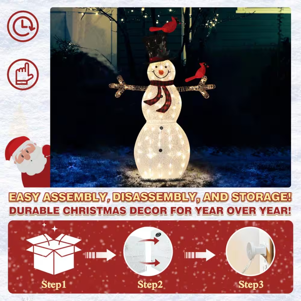 Christmas Clearance 💥5 ft. Snowman Outdoor Christmas Holiday Yard Decoration Warm White LED