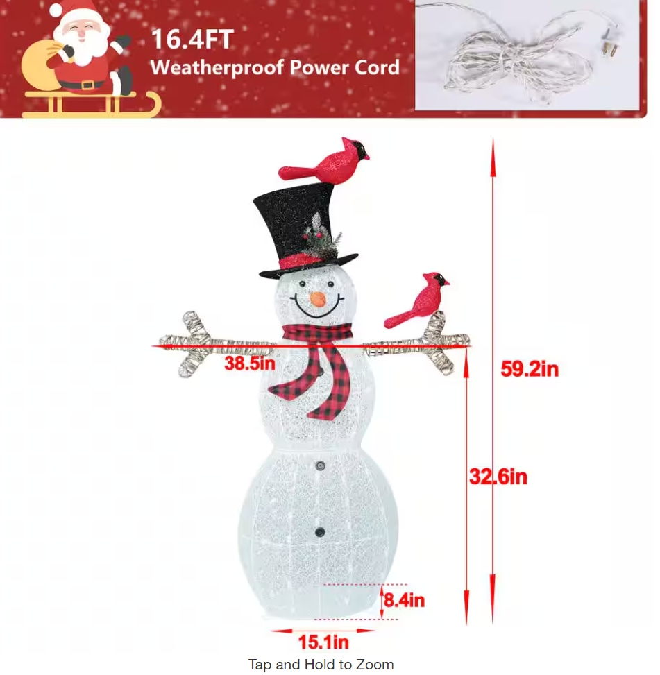 Christmas Clearance 💥5 ft. Snowman Outdoor Christmas Holiday Yard Decoration Warm White LED