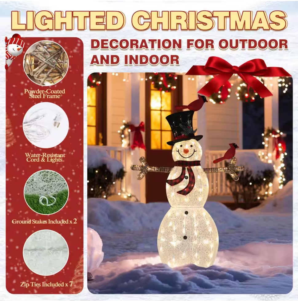 Christmas Clearance 💥5 ft. Snowman Outdoor Christmas Holiday Yard Decoration Warm White LED