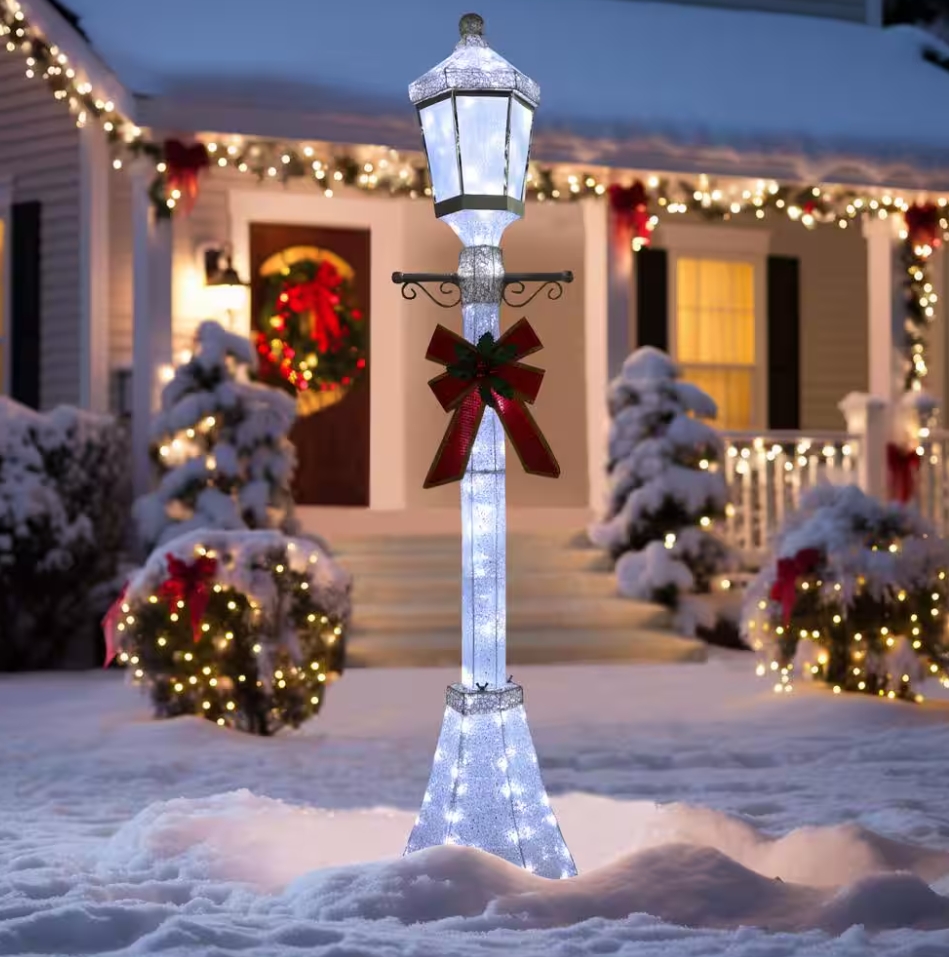 Christmas Clearance 💥6 ft. 3D Post Light Outdoor Christmas Holiday Yard Decoration Cool White LED