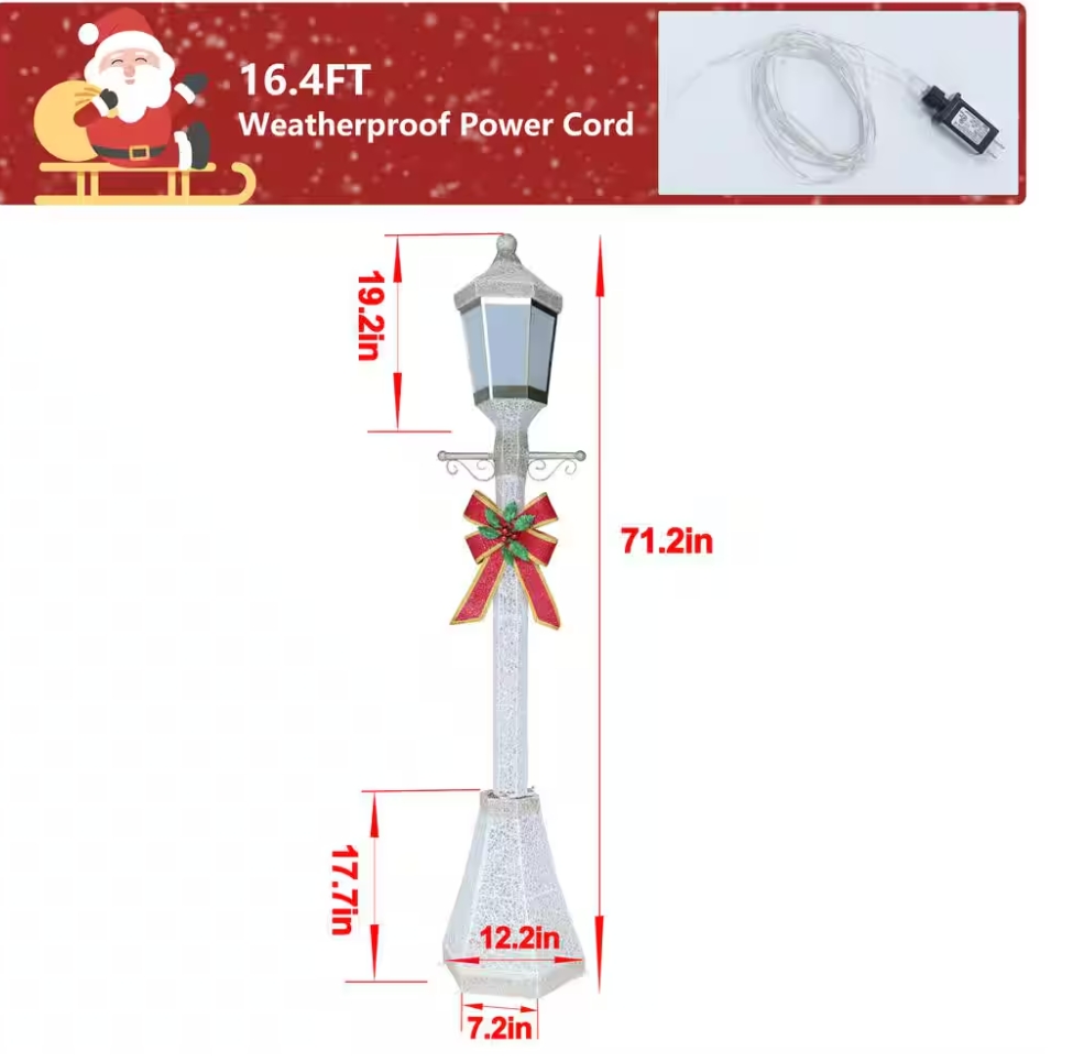 Christmas Clearance 💥6 ft. 3D Post Light Outdoor Christmas Holiday Yard Decoration Cool White LED