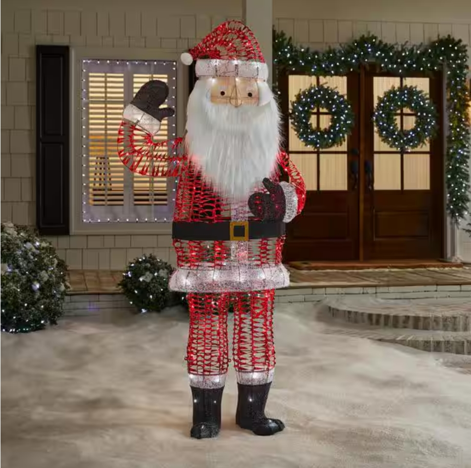 Christmas Clearance 💥Tap and Hold to Zoom 6 ft. Iridescent Twist LED Sparkle Santa Holiday Yard Decoration