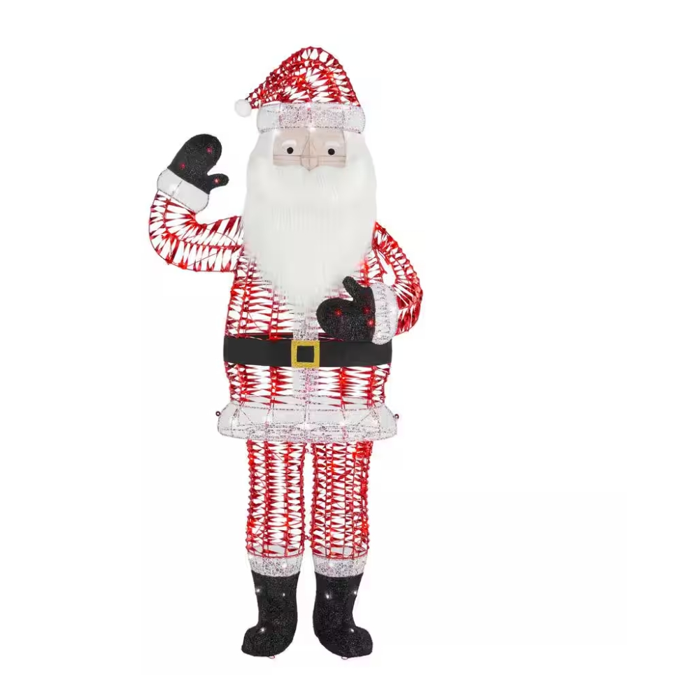 Christmas Clearance 💥Tap and Hold to Zoom 6 ft. Iridescent Twist LED Sparkle Santa Holiday Yard Decoration