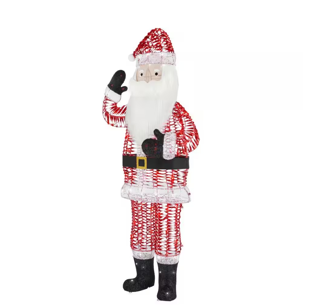 Christmas Clearance 💥Tap and Hold to Zoom 6 ft. Iridescent Twist LED Sparkle Santa Holiday Yard Decoration