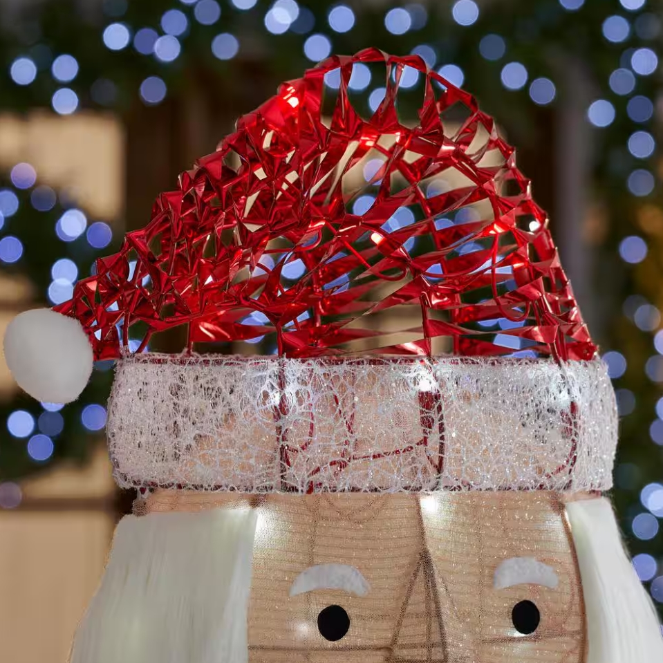 Christmas Clearance 💥Tap and Hold to Zoom 6 ft. Iridescent Twist LED Sparkle Santa Holiday Yard Decoration