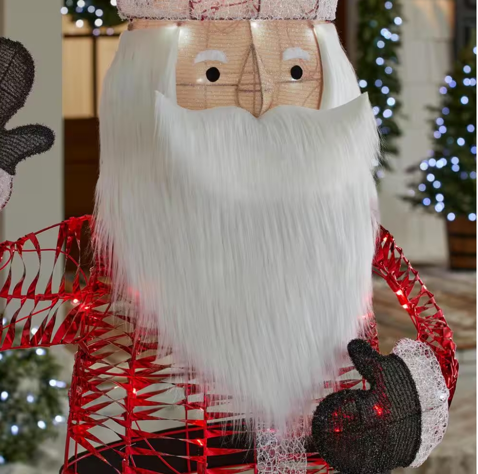 Christmas Clearance 💥Tap and Hold to Zoom 6 ft. Iridescent Twist LED Sparkle Santa Holiday Yard Decoration