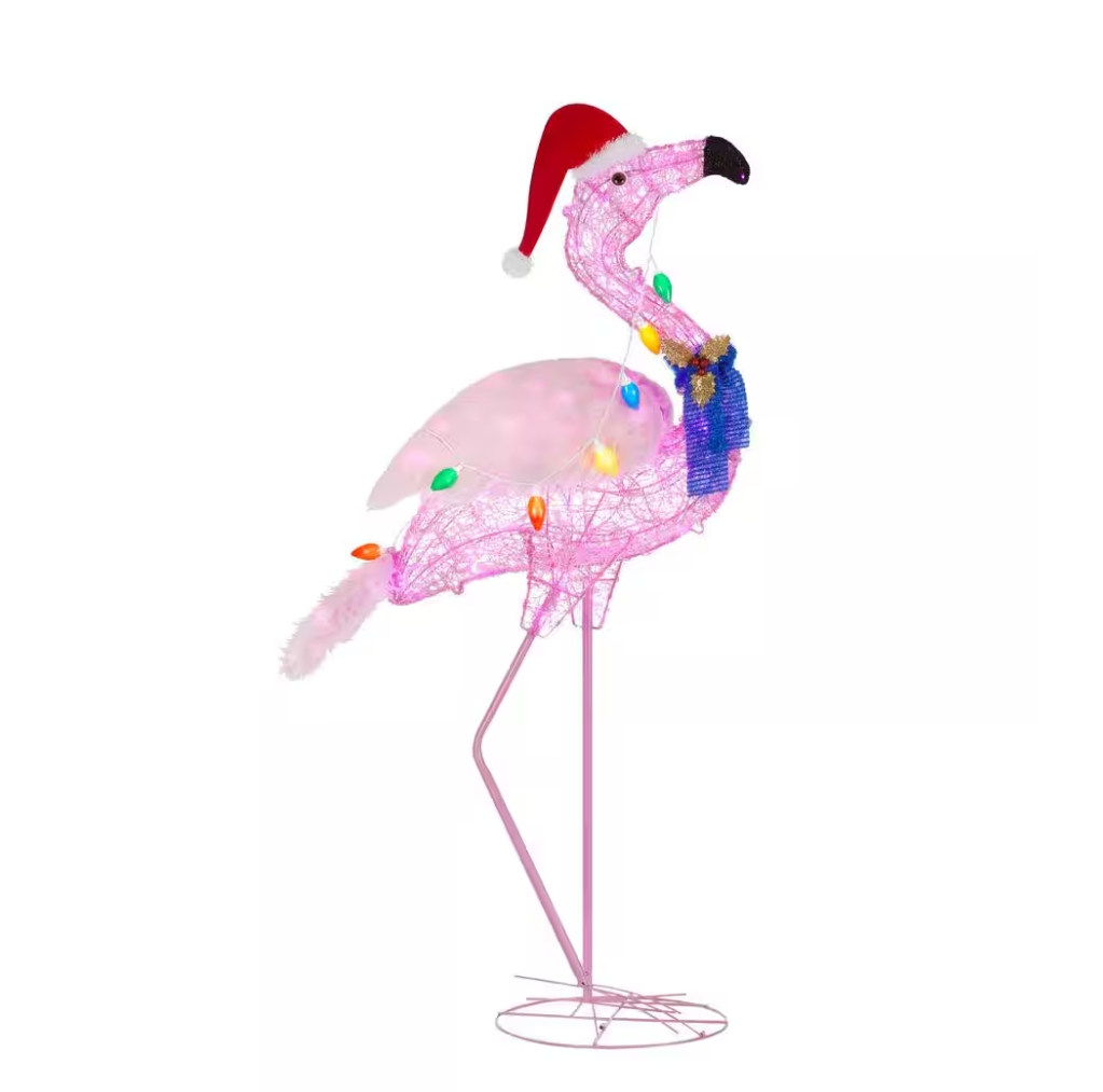 Christmas Clearance 💥5 ft. LED Flamingo Holiday Yard Decoration