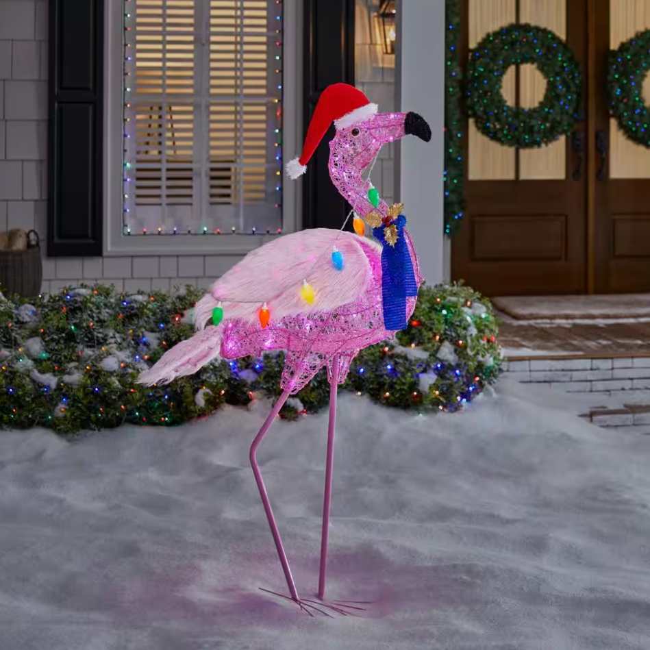 Christmas Clearance 💥5 ft. LED Flamingo Holiday Yard Decoration