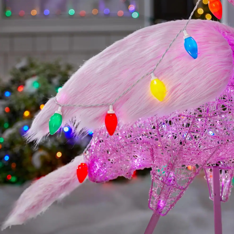 Christmas Clearance 💥5 ft. LED Flamingo Holiday Yard Decoration