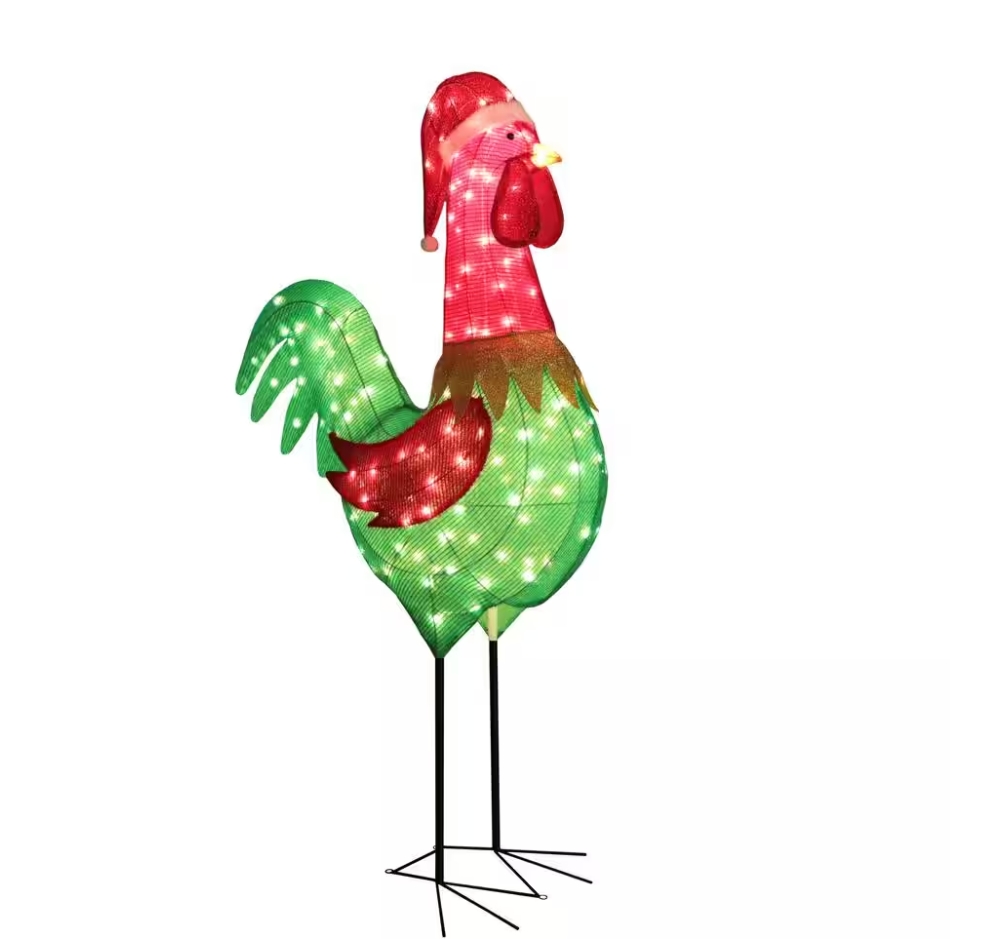 Christmas Clearance 💥6 ft. 3D Rooster Outdoor Christmas Holiday Yard Decoration Warm White Light