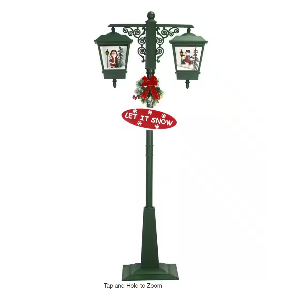 Christmas Clearance 💥74 in. Christmas Double Street Lamp with Santa, Snowman and Music