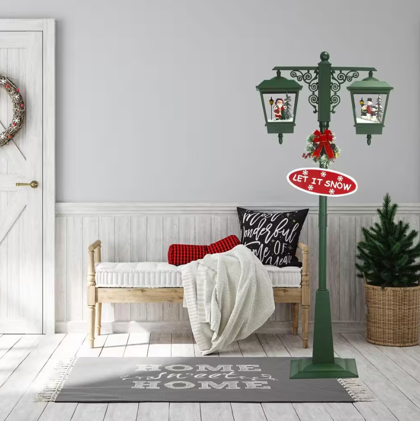 Christmas Clearance 💥74 in. Christmas Double Street Lamp with Santa, Snowman and Music