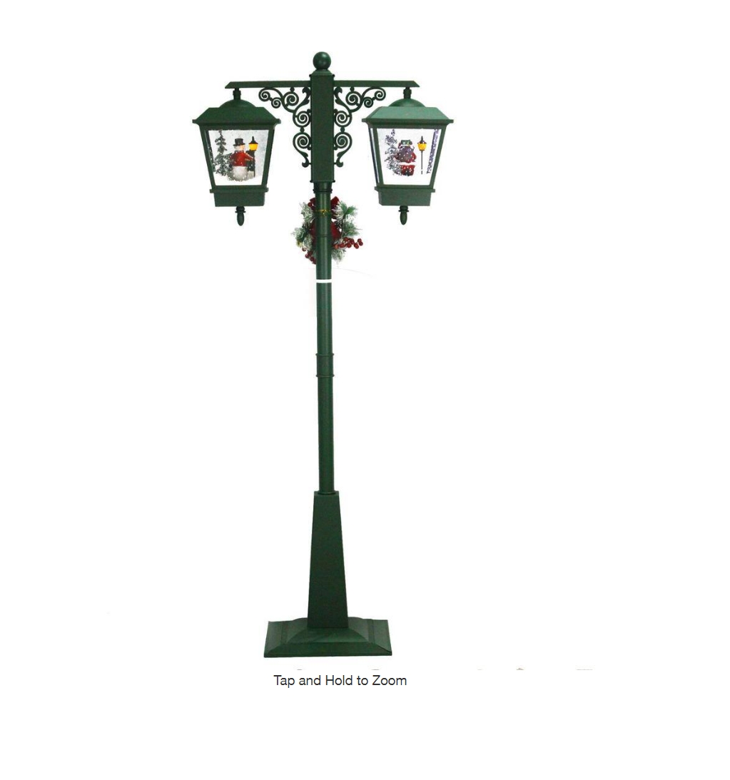 Christmas Clearance 💥74 in. Christmas Double Street Lamp with Santa, Snowman and Music