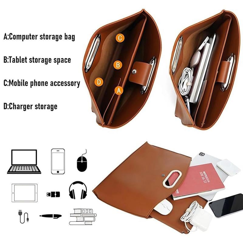 Waterproof Leather 14-16In 2PCS Laptop Bag for Women Handbag