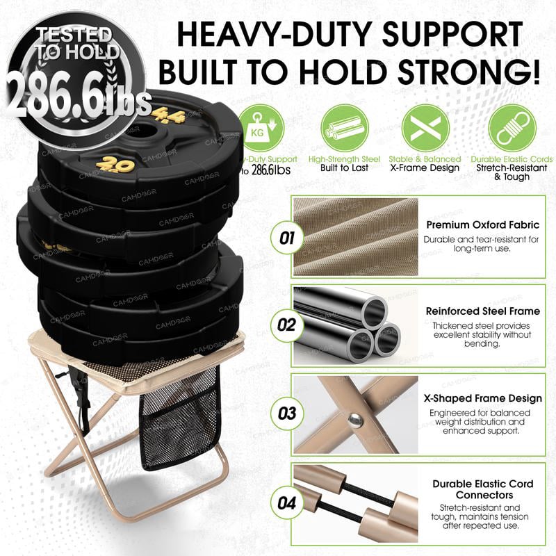 🔥LAST DAY 49% OFF🔥Camping Chairs, Upgraded Foldable Stool, 1.5 lbs ultra light, Max Load Capacity 286lbs
