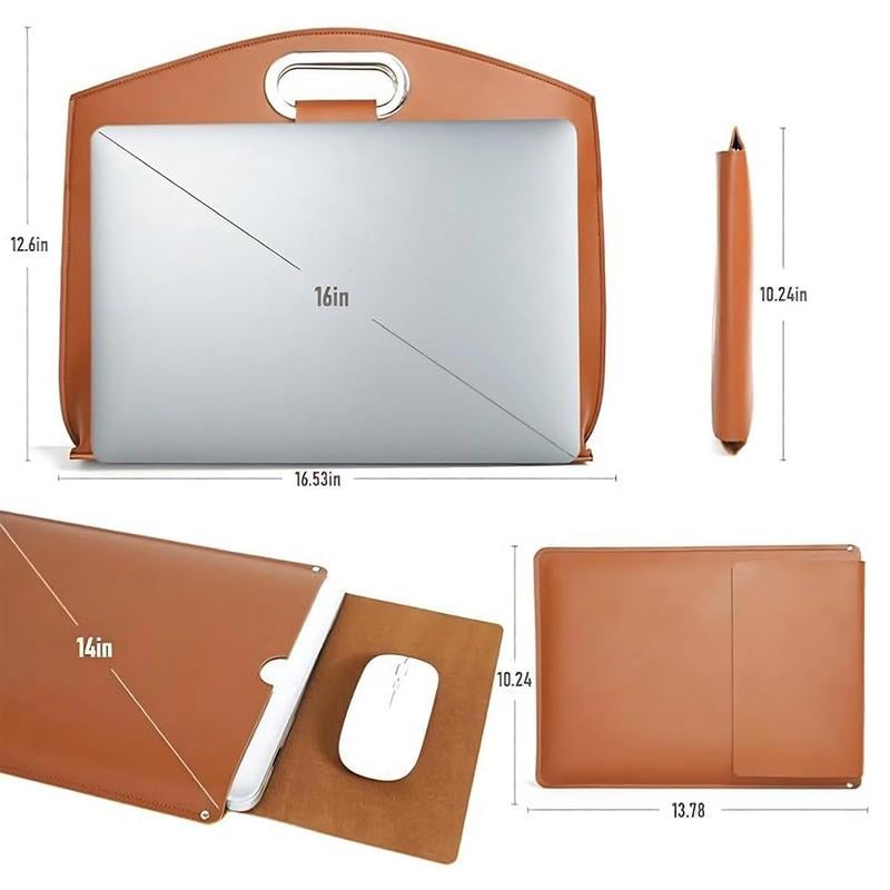 Waterproof Leather 14-16In 2PCS Laptop Bag for Women Handbag