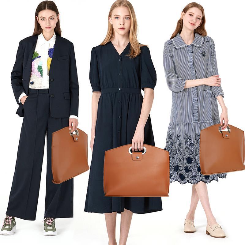 Waterproof Leather 14-16In 2PCS Laptop Bag for Women Handbag