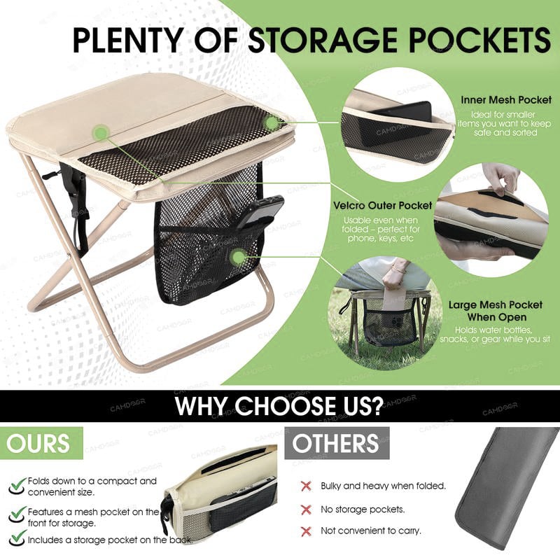 🔥LAST DAY 49% OFF🔥Camping Chairs, Upgraded Foldable Stool, 1.5 lbs ultra light, Max Load Capacity 286lbs