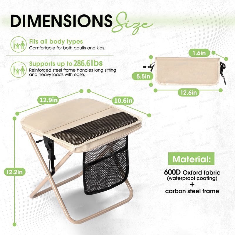 🔥LAST DAY 49% OFF🔥Camping Chairs, Upgraded Foldable Stool, 1.5 lbs ultra light, Max Load Capacity 286lbs