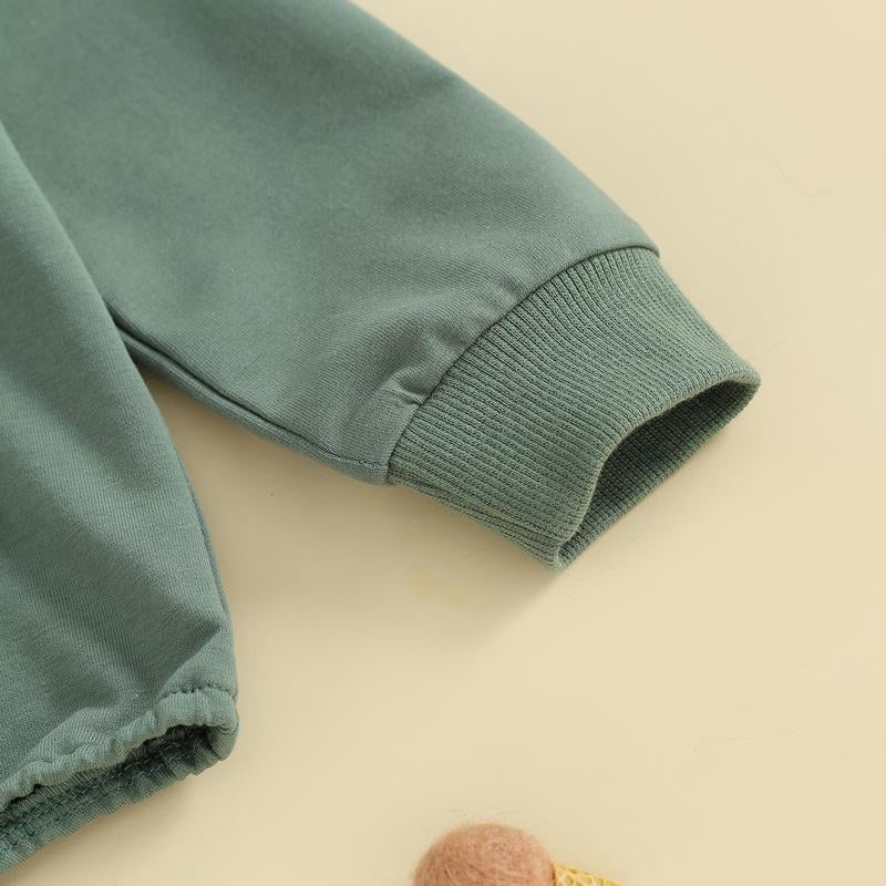 Long Sleeve Front Pocket Solid Color Bodysuit Infant Fall Winter Romper