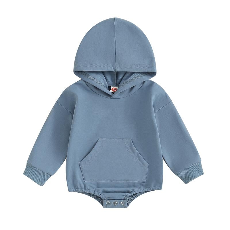 Long Sleeve Front Pocket Solid Color Bodysuit Infant Fall Winter Romper