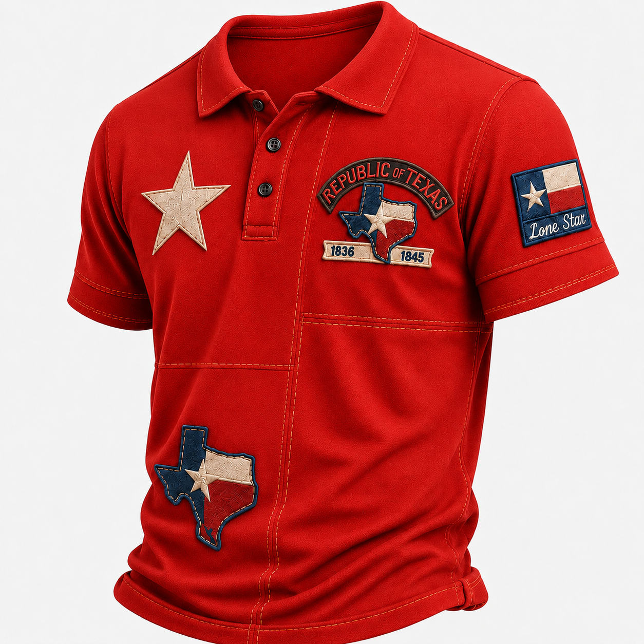 Men's Vintage Print Casual Polo Shirt – Celebrate Texas Pride in Style