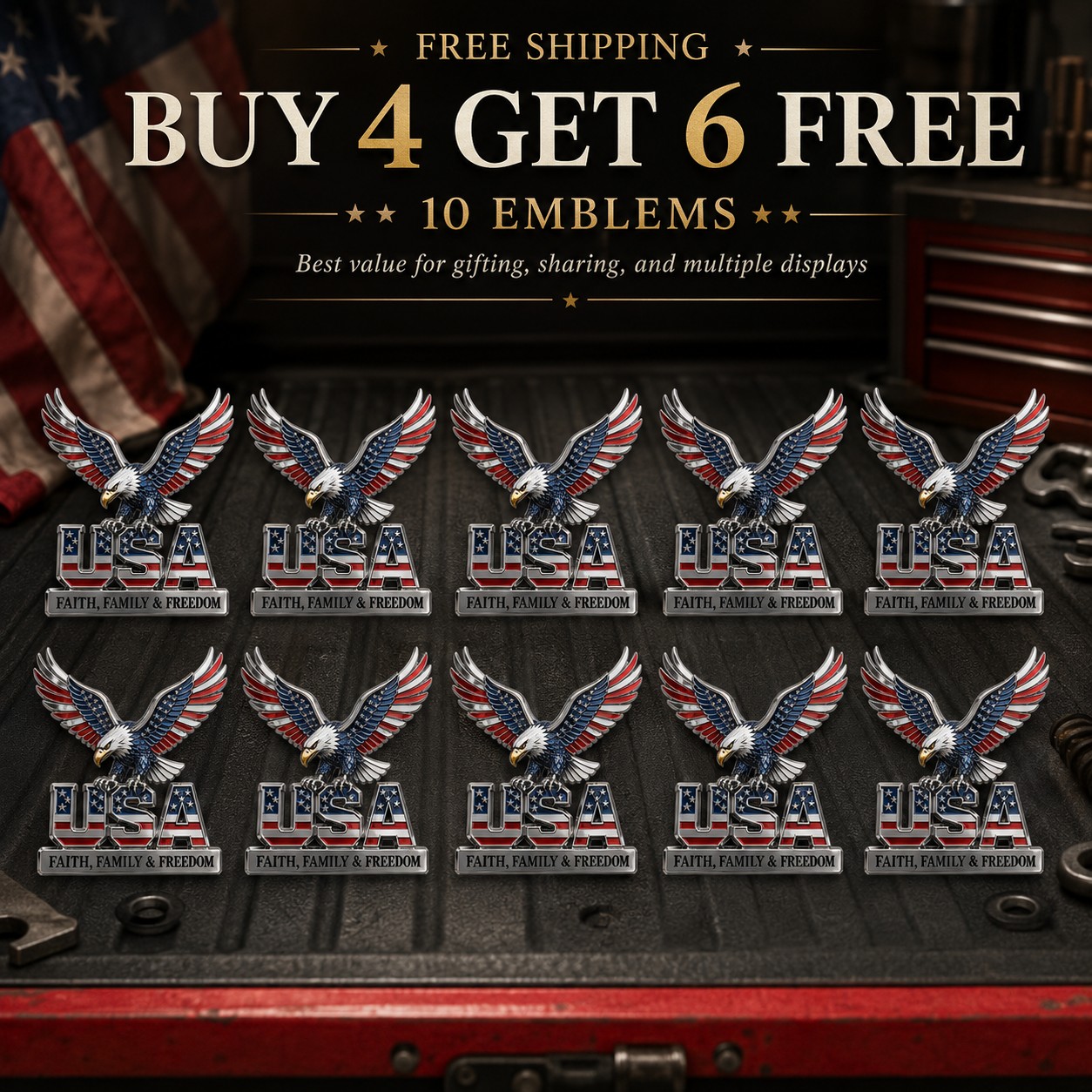 The best gift for patriots - ★American faith, family, and freedom★ metal badge
